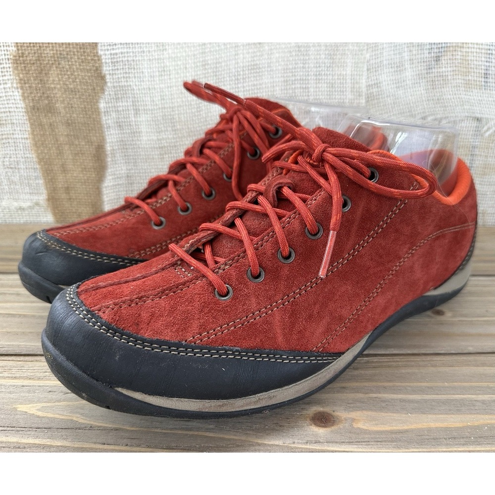 Red Suede Shoes Sneakers LL Bean Athleisure Comfort City Colorful Sz 7.5 M Women